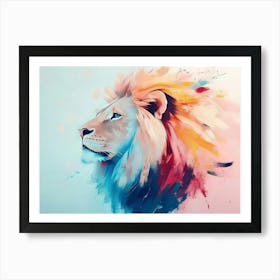 Lion Animal Abstract Art In Pastel Colors 2 Art Print