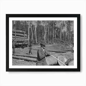 Untitled Photo, Possibly Related To Logs On Skidway Just Before Being Loaded On Railway Car, Near Effie, Minnesota By Art Print