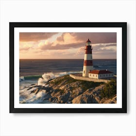 Lighthouse At Sunset 1 Art Print