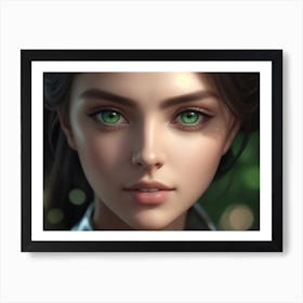 Short Cut With Green Eyes: A Girl With A Model Like Style Art Print