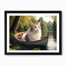 Cat In A Boat Art Print
