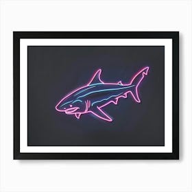 Pink Tiger Neon Shark 2 Art Print