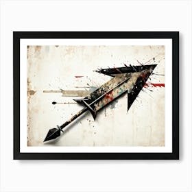 Arrow Icon Embodying Progress And Time Incorporates A Grunge Aesthetic With Splattered Paint On A V (1) Art Print