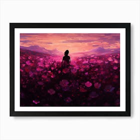 Girl In A Field Of Flowers Art Print