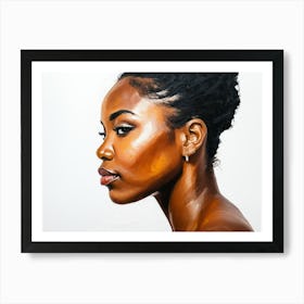 Side Profile Of Beautiful Woman Oil Painting 120 Art Print