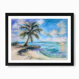 Palm Tree On The Beach Art Print