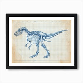 Pachycephalosaurus Skeleton Hand Drawn Blueprint 1 Art Print