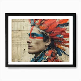 The Rebuff: Ornate Illusion in Contemporary Collage. Indian Headdress Art Print