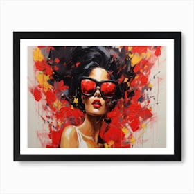 Lady In Red Sunglasses Art Print
