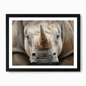 White Rhinoceros Close Up Realism 1 Art Print