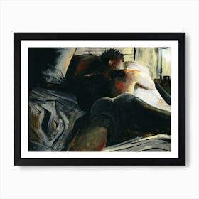 male nude homoerotic gay art man guy lad sleeping underwear bedroom art painting light hand painted Art Print