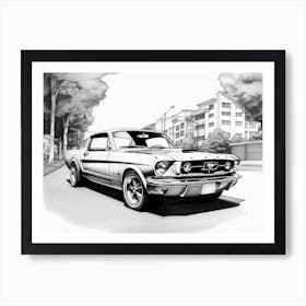 Ford Mustang Drawing 2 Art Print
