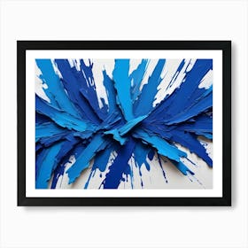 Abstract Art With A Blue Paint Splatter Effect, Creating A Dynamic And Energetic Design 1 Art Print