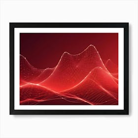 Abstract Image Of A Red, Digital Landscape With Glowing Lines Forming A Network Over The Surface Art Print