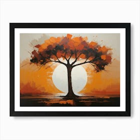 Abstract Tree Painting at sunset 2 Art Print