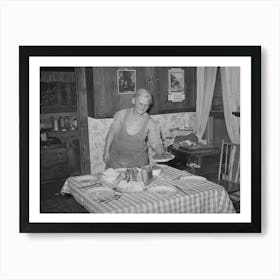 Mrs George Hutton Putting The Food On The Table For Dinner, Pie Town, New Mexico By Russell Lee Art Print