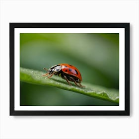 Ladybug On Leaf 1 Art Print