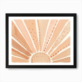 Pastel Pink Sun in Watercolor, Sunshine Art Print