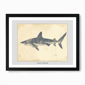 Grey Shark Silhouette 5 Poster Art Print