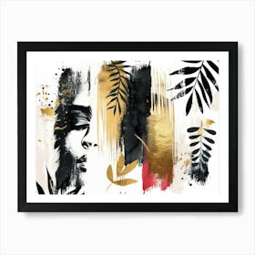 Gold And Black Abstract Painting 70 Art Print