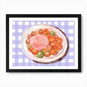 A Plate Of Antipasto, Top View Food Illustration, Landscape 4 Art Print