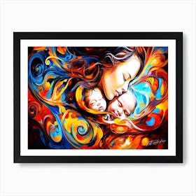 Maternal Love X 2 - Mother And Children Art Print