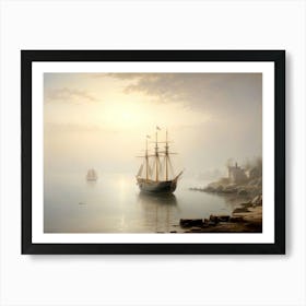 Ship In Fog Gloucester Harbor 3 Art Print