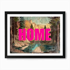 Pink And Gold Home Poster Retro Mountains Illustration 6 Art Print