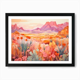 Landscape Desert And Cactus Painting 3 Art Print