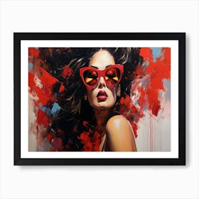 Woman In Red Sunglasses 22 Art Print