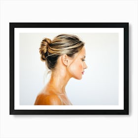 Side Profile Of Beautiful Woman Oil Painting 7 Art Print