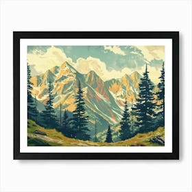 Landscape Retro Illustration 5 Art Print