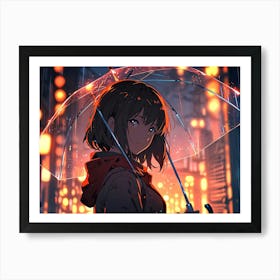 Anime Girl With Umbrella 1 Art Print