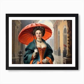 18th century Lady with an Umbrella Art Print