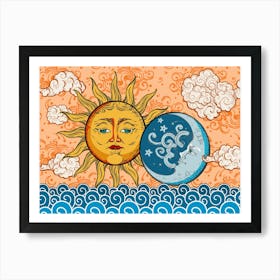 Sun And Moon - Vintage alchemy, esotericism, spiritual, mystic Art Print