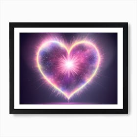 A Colorful Glowing Heart On A Dark Background Horizontal Composition 53 Art Print