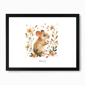 Little Floral Mouse 1 Poster Art Print