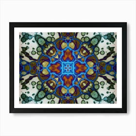 Blue Watercolor Flower Pattern Art Print