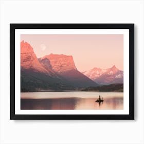 Pink Mountain Lake Art Print