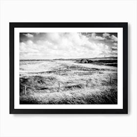 Cottage In The Dutch Dunes In Black And White Art Print