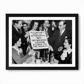 No Intoxicating Liquor, 18th Amendment, End of Prohibition Black and White Vintage Photo Art Print