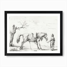 Rider Standing Next To Horse, Jean Bernard Art Print