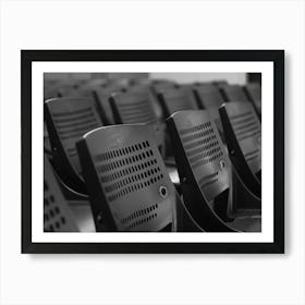 Black And White Image Of Rows Of Chairs Art Print