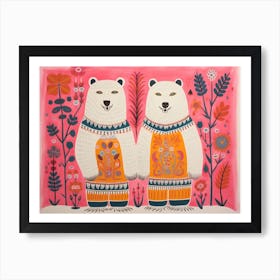 Polar Bear 1 Folk Style Animal Illustration Art Print