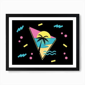 Memphis Pattern Retro Dreamwave 80s Pink Vintage 90s Synthwave Palmtree Artwork Art Print