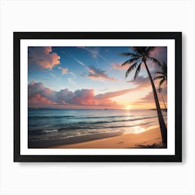 Beach Sunset Sunrise View Painting #2 Art Print