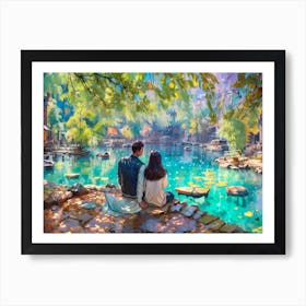 Couple By The Lake Art Print