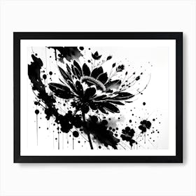 Black And White Flower Painting Art Print