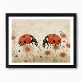 Floral Animal Illustration Ladybug 4 Art Print