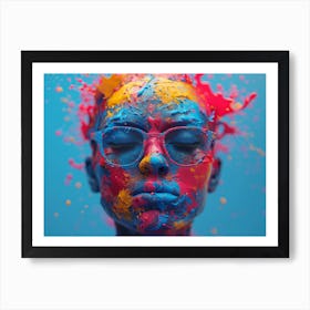 Psychedelic Portrait: Vibrant Expressions in Liquid Emulsion Portrait Of A Woman With Colorful Paint Art Print